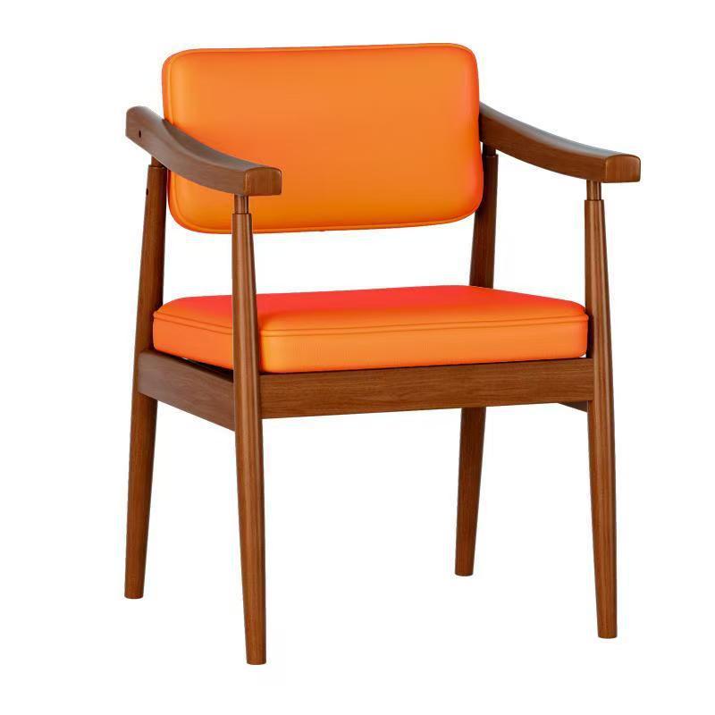 Sac souple orange en cuir couleur noyer