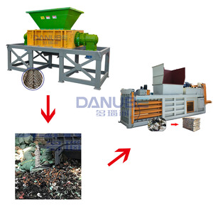 Atık plastik için gelişmiş atık geri dönüşüm ve arıtma ekipmanları plastik çöp yırtılma ve balyalama hattı yatay balya - Product Image 1