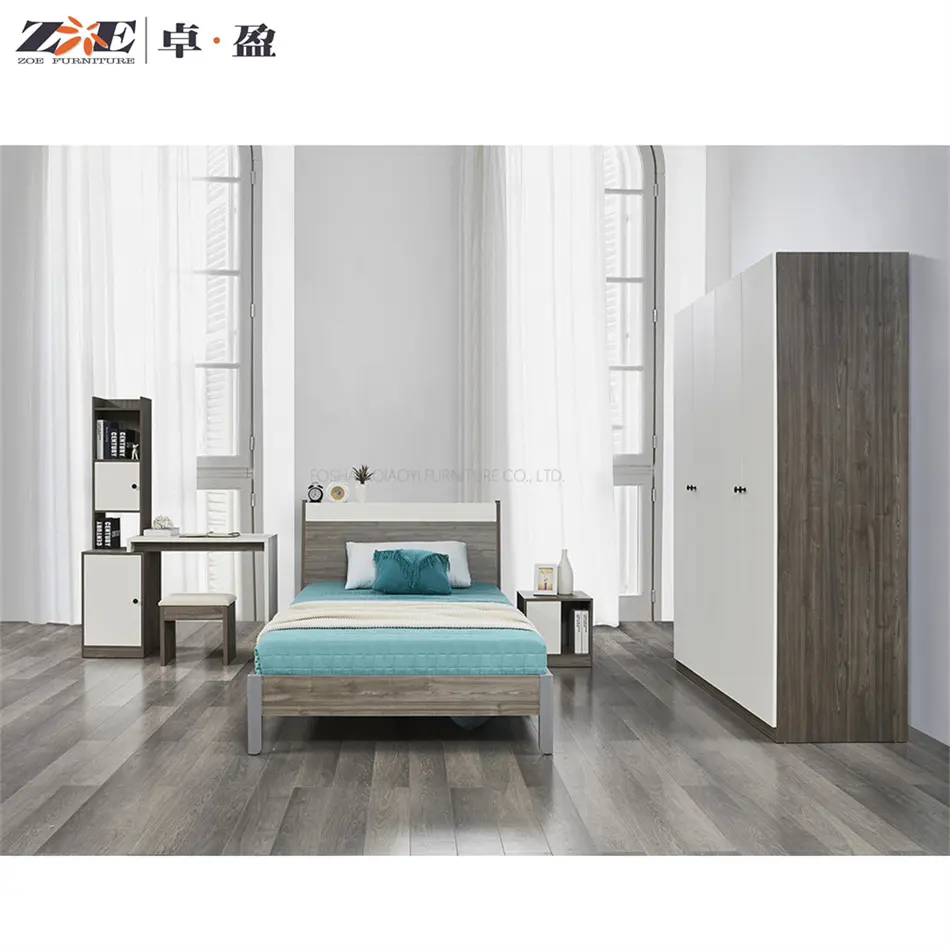Meubles de chambre à coucher modernes maison Ensemble de chambre à coucher Lits simples d'hôtel en bois