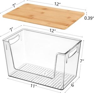 透明な積み重ね可能な収納容器アクリル製オープンフロント収納ビン、ブリスビンとキッチン整理用の蓋付き - Product Image 2