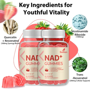 Solilan 60 đếm NAD + Gummies không đường bổ sung sức khỏe chống oxy hóa hỗ trợ lão hóa năng lượng & cải thiện mật độ xương - Product Image 2