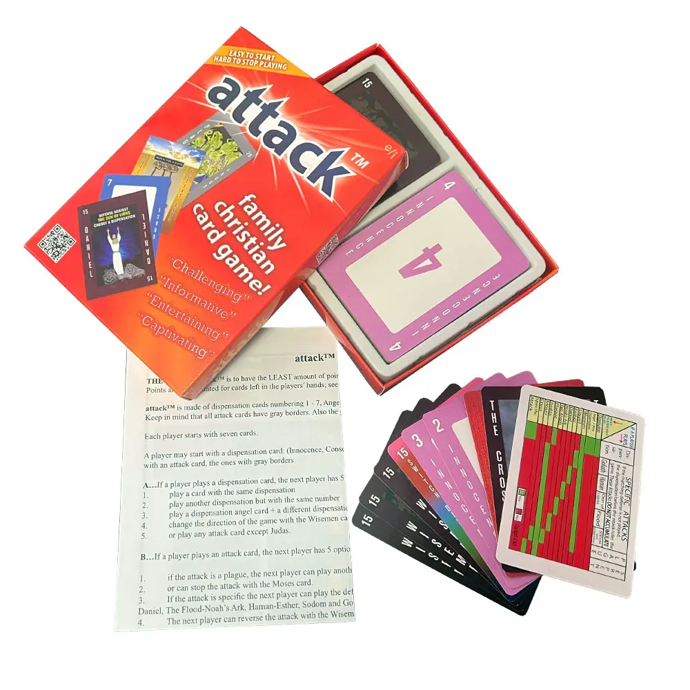 Juego de cartas divertido Tarjetas de juego de impresión personalizada con diferentes cajas de cartón