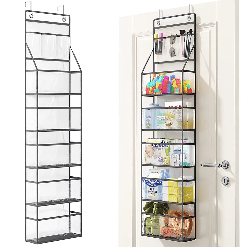 6-Regal über Tür hängen Pantry Organizer Lagerung mit durchsichtigen PVC-Taschen Kindergarten Schrank 3 klein für Schlafzimmer Baby Kids Cosmetics