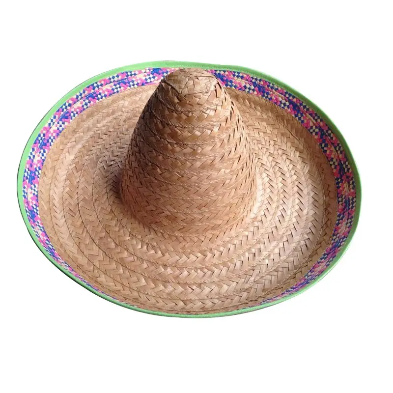 Chapéu de palha festival de aba larga mexicano