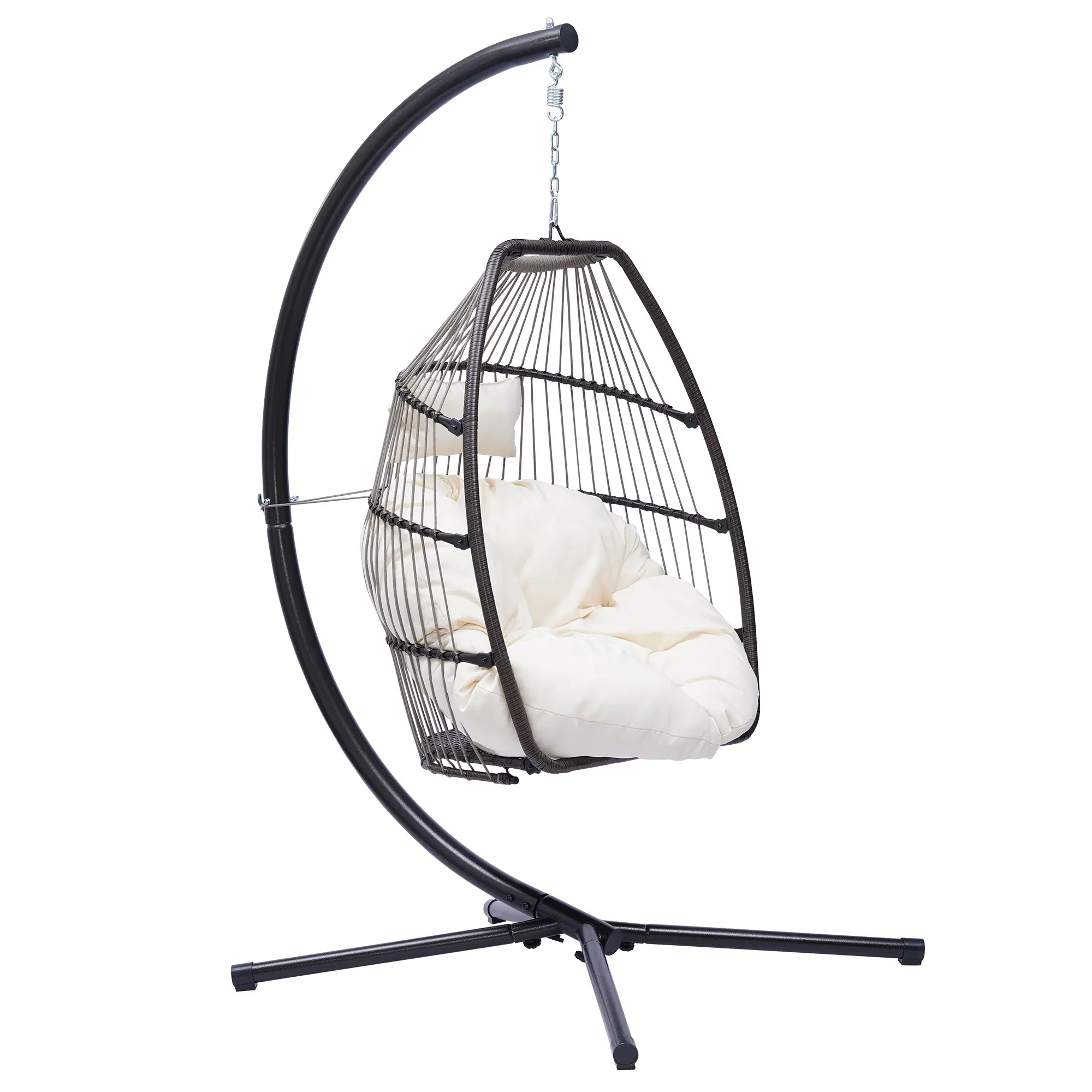 Складное подвесное кресло-качели для отдыха на открытом воздухе с подставкой, садовый гамак из ротанга, кресло для яиц