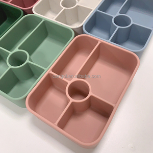 กล่องอาหารกลางวันซิลิโคน5ช่องไม่มี BPA สำหรับเด็กนักเรียนผู้ใหญ่ภาชนะเก็บอาหารโลโก้ออกแบบได้ตามต้องการ - Product Image 4
