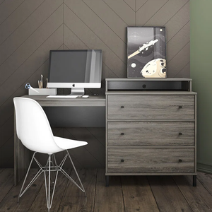 Dresser/Desk Combo with Wireless Charger and <strong>Three</strong> Drawers <strong>Computer</strong> Desk Writing <strong>Table</strong> with Steel Legs - Product Image 3