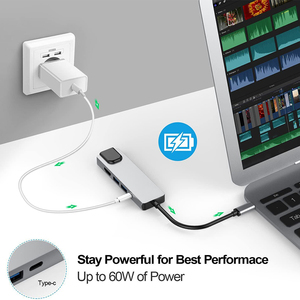 New 5-In-1 <strong>Type</strong>-C Multi-Function Docking Station PD 60W Fast Charging <strong>Computer</strong> Dock RJ45 <strong>Network</strong> 4K HD Port USB Hub - Product Image 3