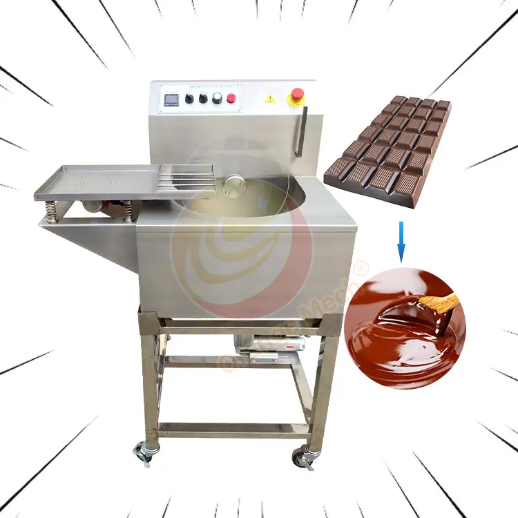 Macchina per temperare la tavola per ricoprire il cioccolato con ruote da 15kg per lo stampaggio commerciale da tavolo per fondere il cioccolato
