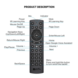Smart Universal Remote <strong>Control</strong> G20S Pro Backlit Voice air Mouse AAA Battery <strong>2</strong>.4G Wireless IR Learning Voice Mini <strong>Keyboard</strong> G20S - Product Image 5