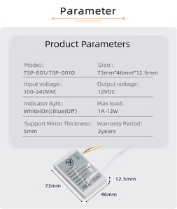 Interruptor de sensor de atenuación de luz de 12V Smart Home con botón táctil fuente de alimentación interna Función de encendido y apagado interruptores inductivos - Product Image 3