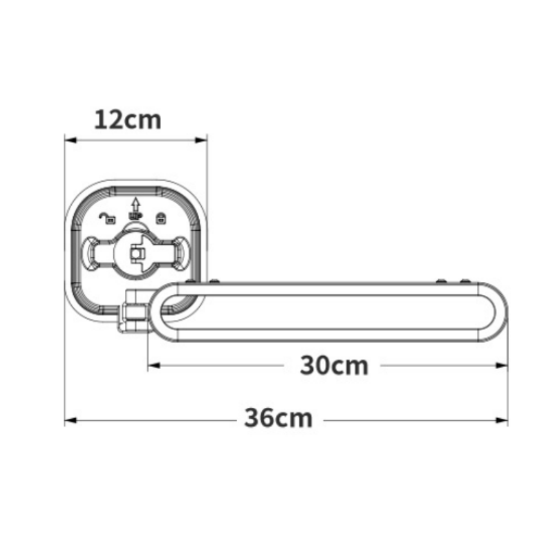 (Suction Cup)36cm-1 fold with Open-ring Hanging Rod