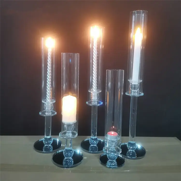 Candelabro de cristal para festas, candelabros estilo nórdico com 5 braços, suporte para velas clássico para festas e casamentos, peças centrais de mesa