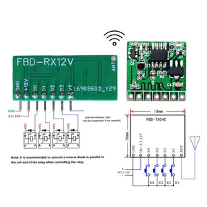 Taidacent 433Mhz Kit de transmisor y receptor RF inalámbrico DIY 12V Kit de módulo transceptor de Control remoto con relé de controlador