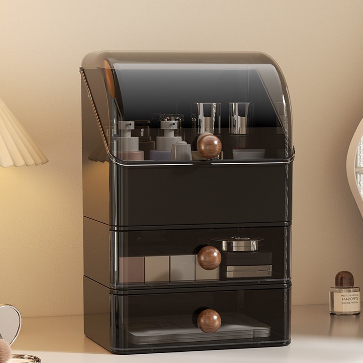 Cosmetic storage box with drawers *2 (Walnut Black)