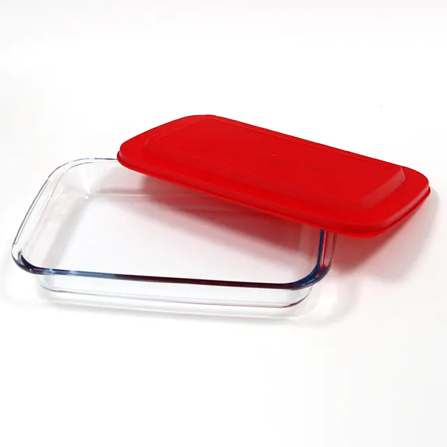 Rectangular Borosilicate glass bakeware with lid and carrier bag set