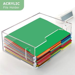 Portable Clear Acrylic <strong>File</strong> Organizer <strong>Box</strong> Hanging <strong>Folder</strong> Organizer <strong>with</strong> <strong>Handles</strong> Letter/A4 Size Home Office School Work-1 Pack