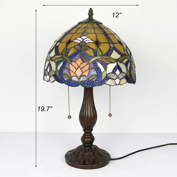 LongHuiJing Antique Tiffany Style desk lamps Stained Glass Rose lampshade table lamps Zinc alloy lamp base