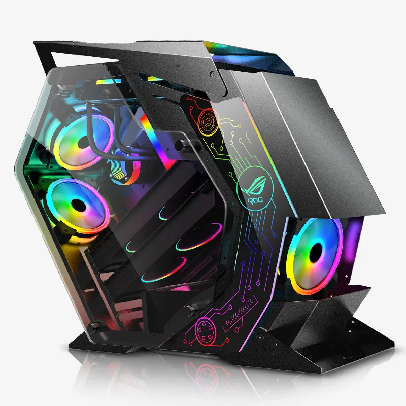 Werkseitig modisches PC-Computer gehäuse MATX Full Tower & Gaming mit LED-Licht und RGB-Lüfter Unterstützt Micro ATX-Motherboard