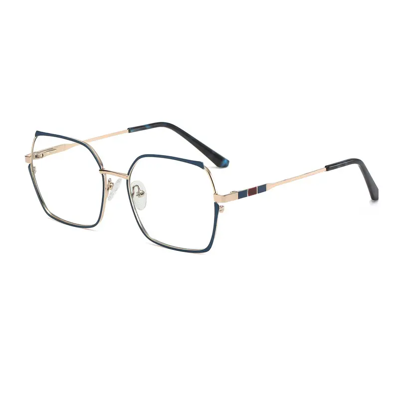 2022 spring oversized color edge metal ladies anti blue ray computer glass occhiali donna wholesale eyeglass frames