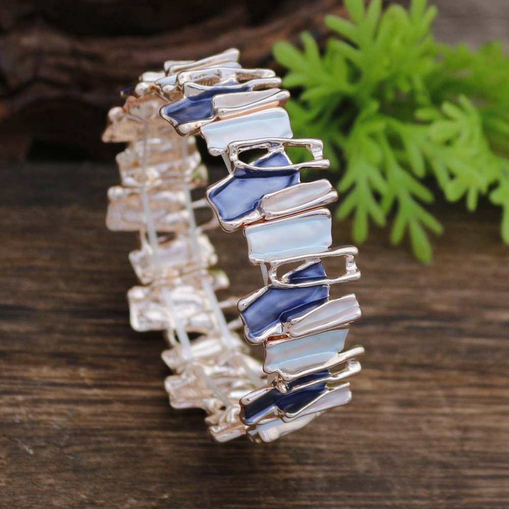 Bracelet irrégulier bleu-or rose