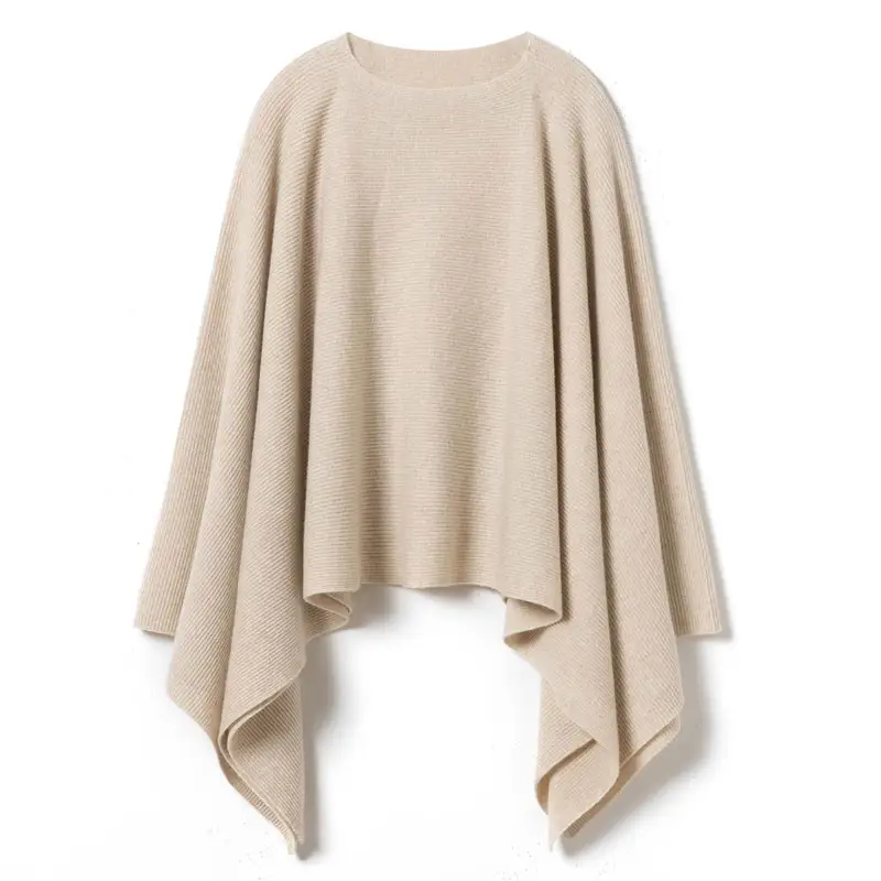 Poncho de Cachemira de alta calidad para mujer, tejido liso, color sólido, estilo simple