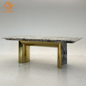 Bàn ăn sang trọng cao cấp Bàn Ăn Tròn bằng đá cẩm thạch hàng đầu & điểm nhấn kim loại chất lượng cao NỘI THẤT PHÒNG ăn biệt thự và khách sạn - Product Image 3