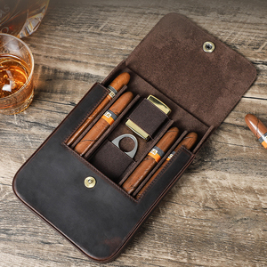 Retro Cigar Box Travel Cigar <strong>Humidor</strong> 4 Pack Magnetic Buckle Flip-top Cigar <strong>Humidor</strong> <strong>Set</strong> Accessories Storage Box - Product Image 5