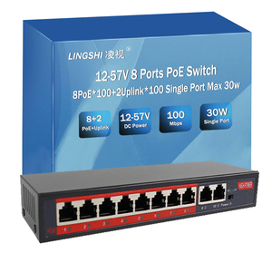 Conmutador de red PoE de 8 puertos, concentrador PoE de 8 puertos de 10/100Mbps con 2 puertos de enlace ascendente, entrada de CC para cámara IP POE Extender NVR - Product Image 2