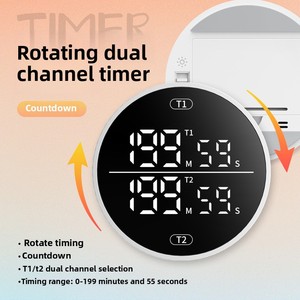 デュアルチャネル回転LEDデジタルキッチンタイマークロスボーダー磁気ベーキングタイマー前方逆機能プラスチック材料 - Product Image 5