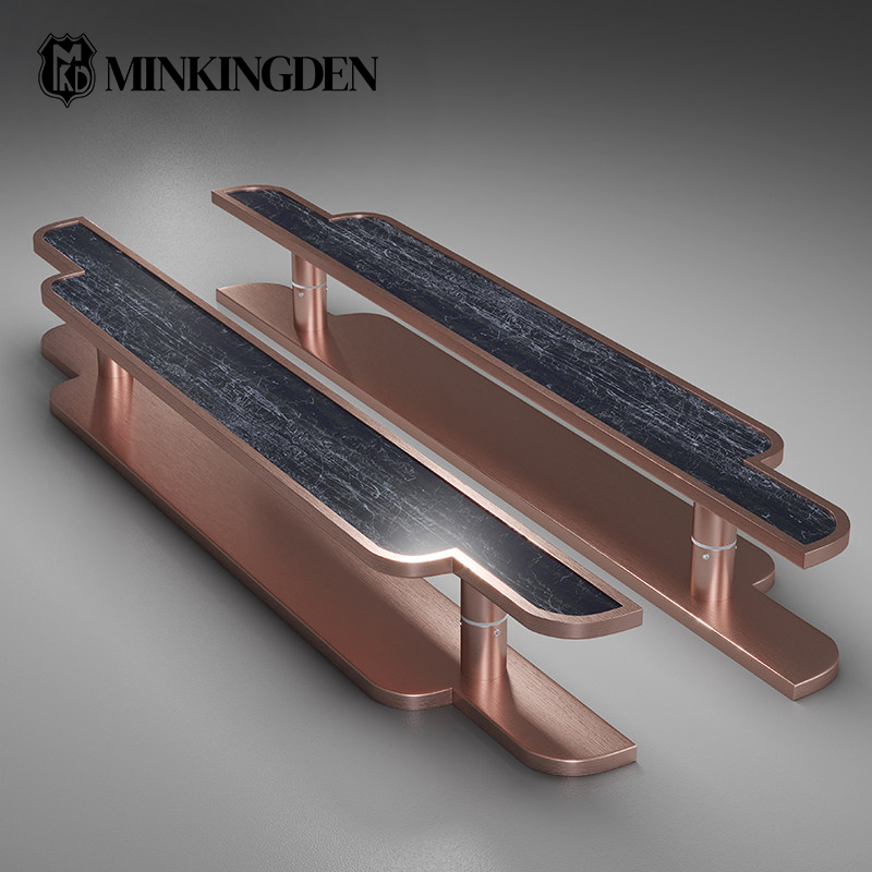 Red Bronze with Black Jade Imitation Stone