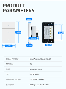 CNSKOU新しいデザインUS/AU 1/2/3ギャングリモコンAlexa Tuya Wifiプッシュボタンワイヤレススマートホームライト電気スイッチ - Product Image 4