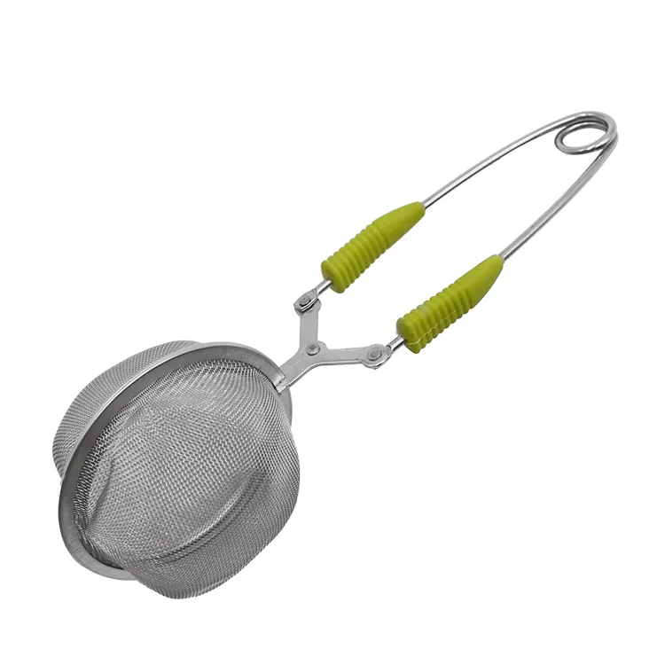 Silicone manico lungo palla da tè filtro in acciaio inox infusore per tè a foglia larga strumento di tè