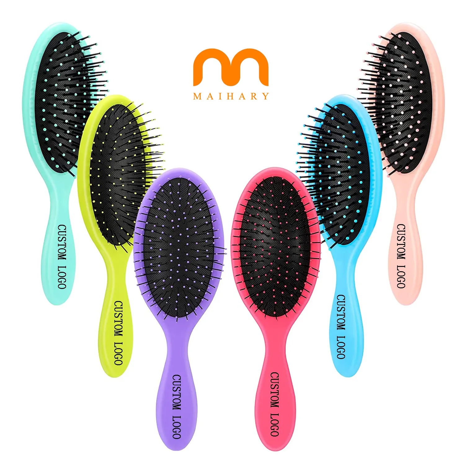 Escova de cabelo personalizada seca e molhada, almofada de nylon massageadora desembaraçadora