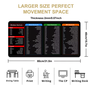 Excel Short cut Schreibtisch matte Tastatur Short cut Mauspad Englische Version Mouse pad Large Xxl Office Computer Maus matte Benutzer definiertes Englisch - Product Image 3