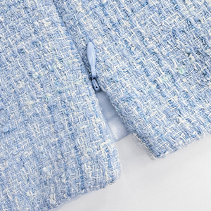 Spring/Summer 2025 Small Fragrant Style Coarse Floral Denim Simple and Elegant Sky Blue Water Diamond Button Sleeveless Dress - Product Image 5