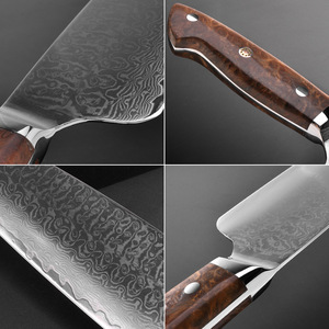 8-Inch kırmızı gölge ahşap şam çelik şef bıçağı lazer Logo mutfak et dilimleme için paslanmaz çelik saplar karbon çelik bıçak - Product Image 2