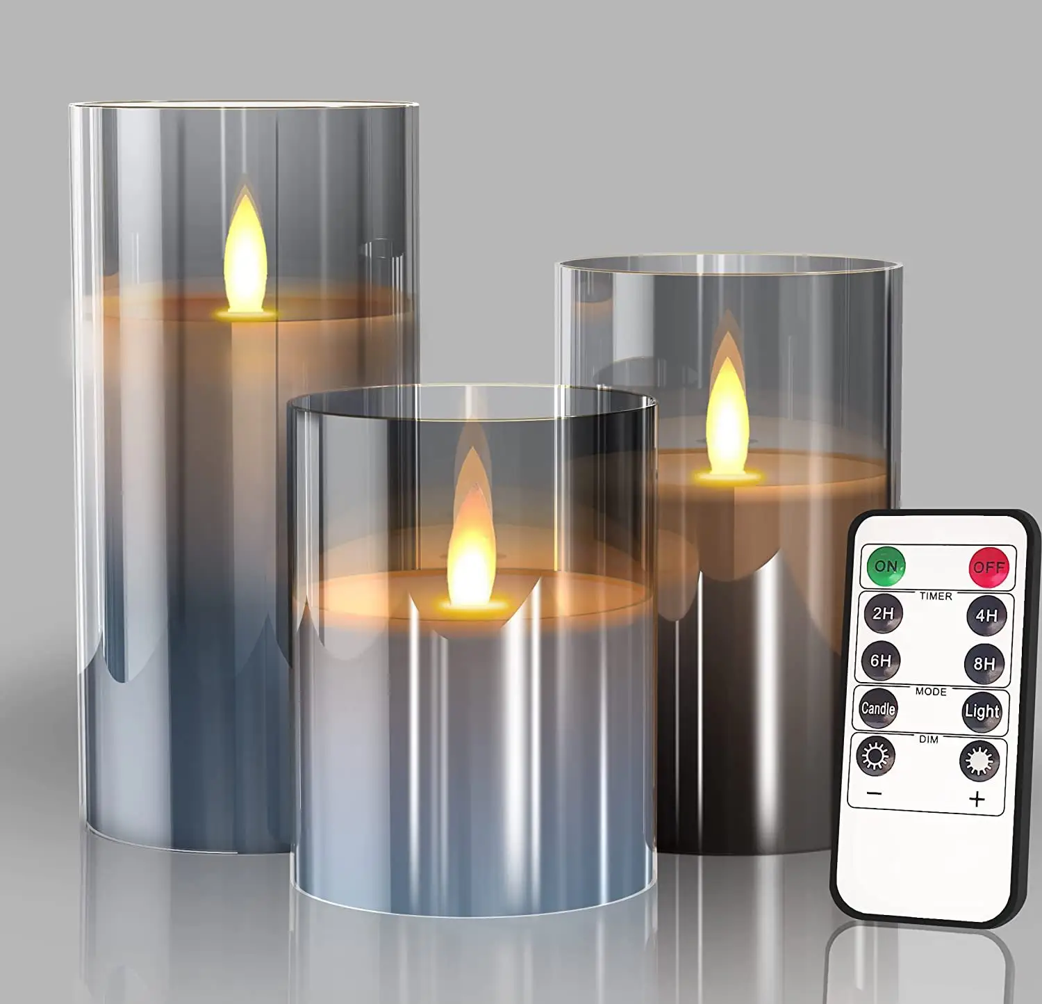 FASHION 3 Pcs Set Amber Christmas Flickering Flameless Led Candles Set With Remote Control