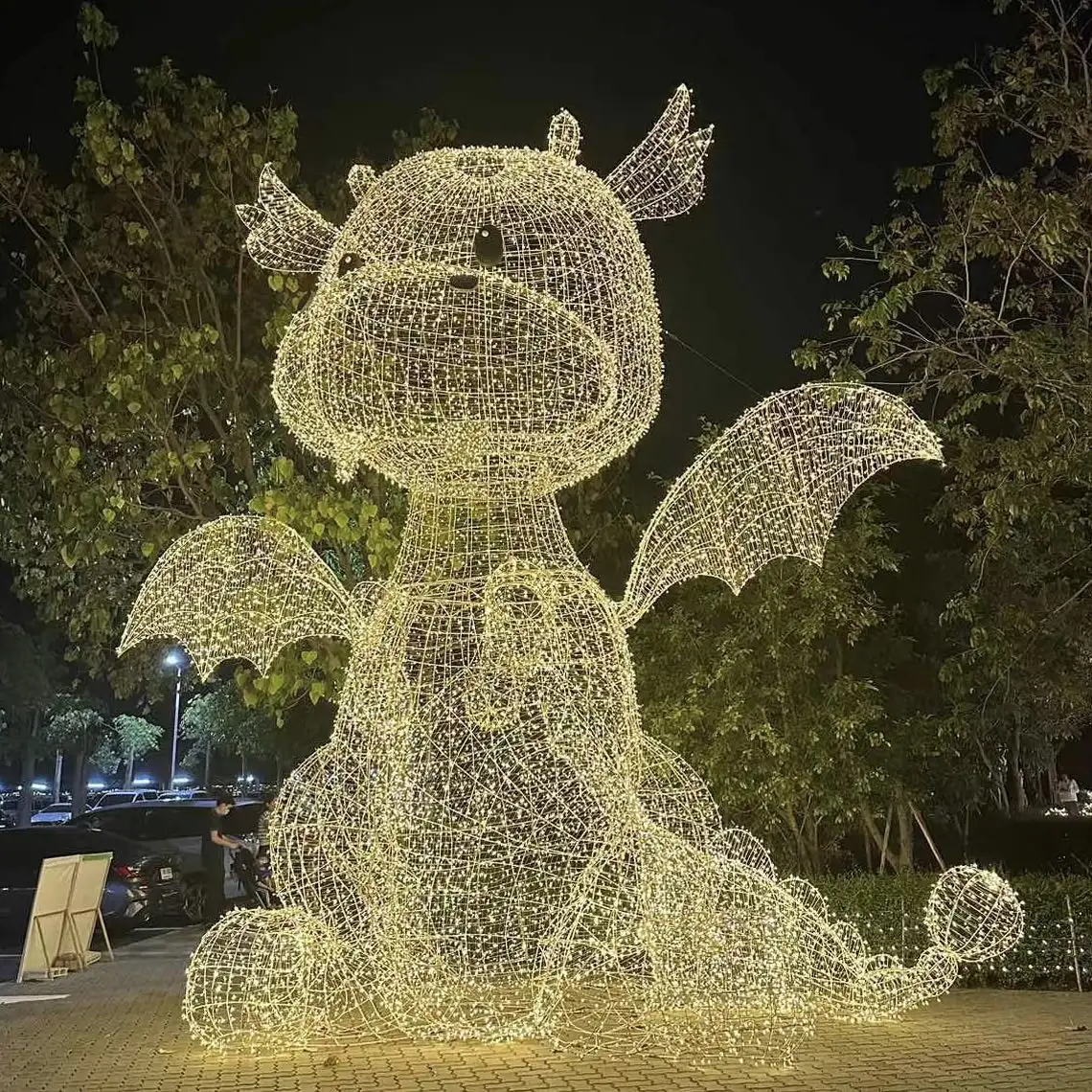 Thailand capodanno lanterna festival commerciale all'aperto decorazione di natale statue dinosauro parco led drago dinosauro motivo luce