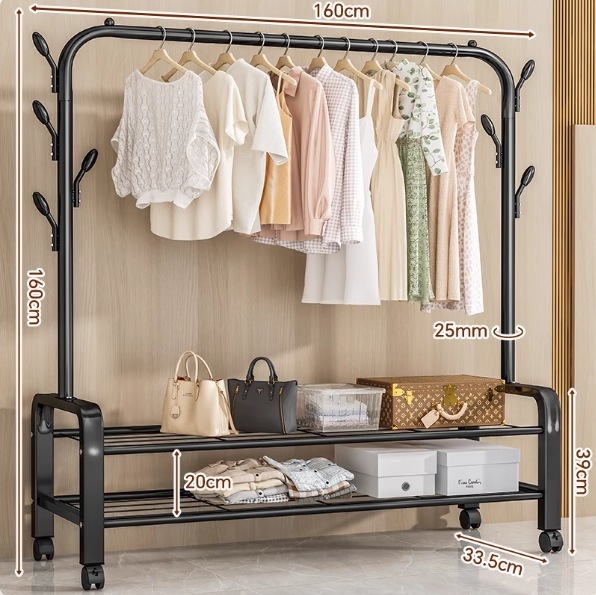 160cm black 7-hook storage net