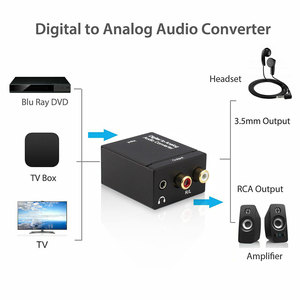 Audio Converter <strong>Digital</strong> to Analog 3.5Mm Jack Coaxial Optical Fiber <strong>Digital</strong> to Analog Audio Converter Aux <strong>Rca</strong> L / R Converter