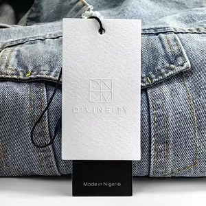 Troquelado personalizado logotipo en relieve ropa etiqueta colgante impreso marca sitio web y código Qr ropa Swing etiqueta con ojal de Metal - Product Image 2