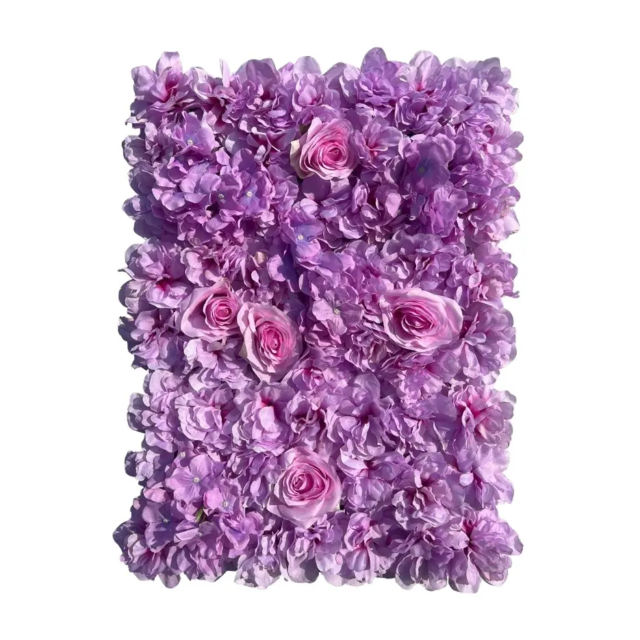 Panel de pared de flores moradas de boda falsa 5D realista artificial para fiestas