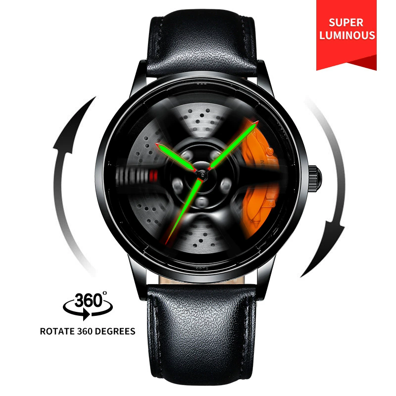 Orange Leather Strap Rotate