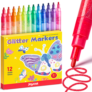 Joycat Glitter Marker Atacado Dual Tip Canetas Glitter Cores Metallic Shimmer Marker para DIY Fazendo Cartões de Natal Desenho Brinquedos - Product Image 1