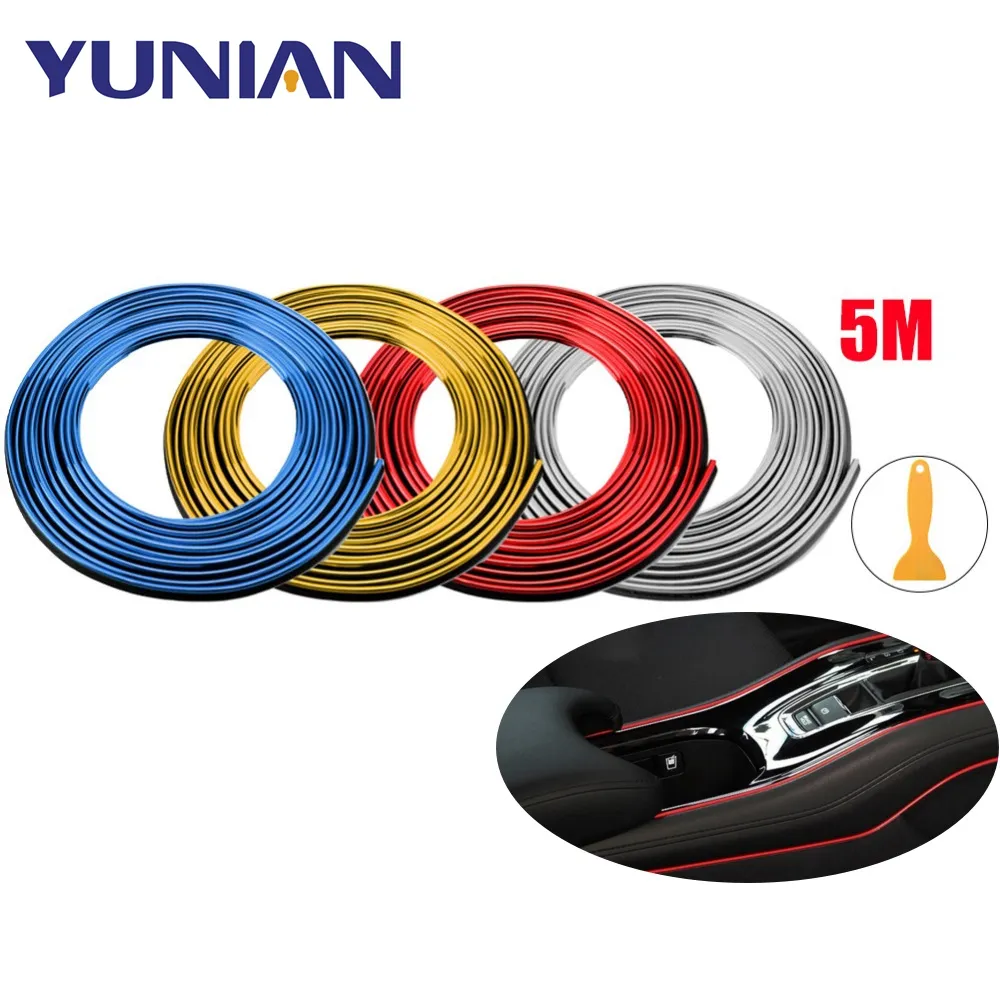 Super Flexible 5M Car Interior Moulding Trim Strip Door Gap Edge Moulding Trim Universal Decorative Line Auto Accessories