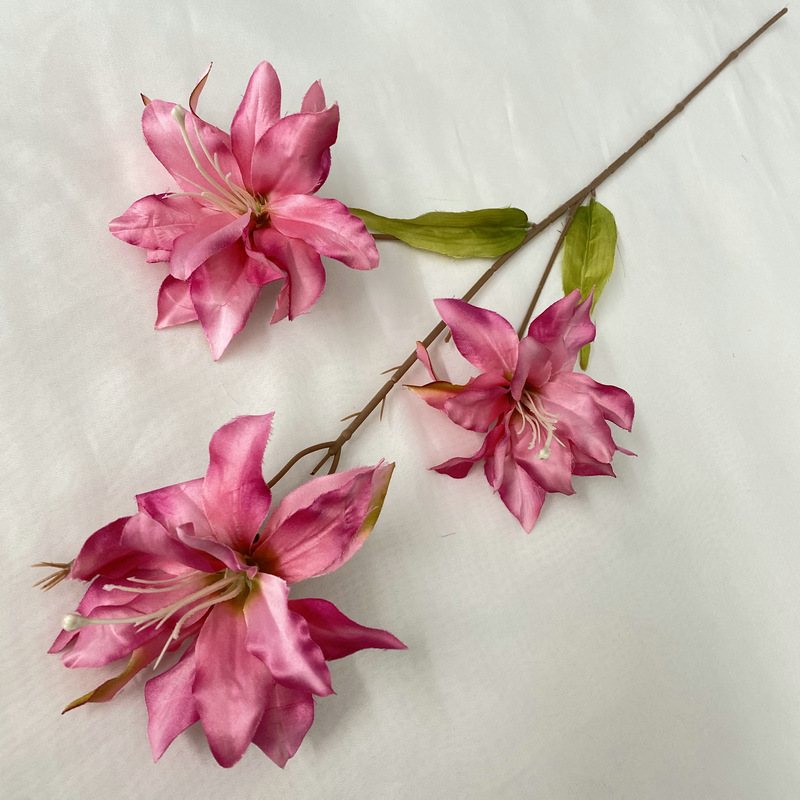 3# Rosa rossa, orchidea giglio a 3 teste rosa rossa