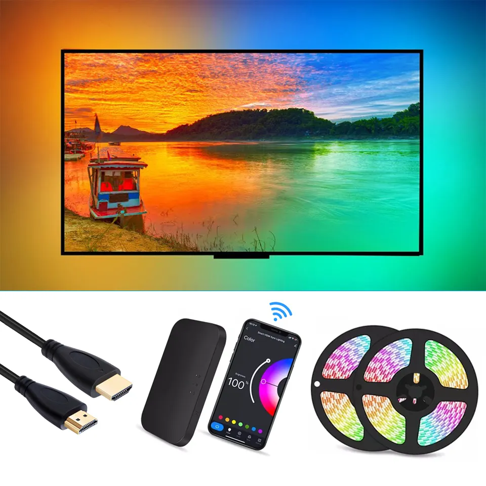 Fancy HDMI led Sync box Kit di illuminazione dello schermo per TV Smart Music retroilluminazione TV ambientale WiFi Dream Color RGB TV LED Strip Lights