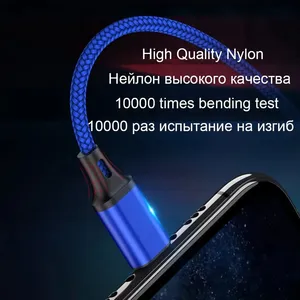 สาย USB แบบถักไนลอนชาร์จเร็วสำหรับ iPhone 14 13 12 11 Pro XR MAX XR x 8 7 6S PLUS สายชาร์จข้อมูลที่ชาร์จอย่างรวดเร็ว1M 2M 3M 5V - Product Image 4