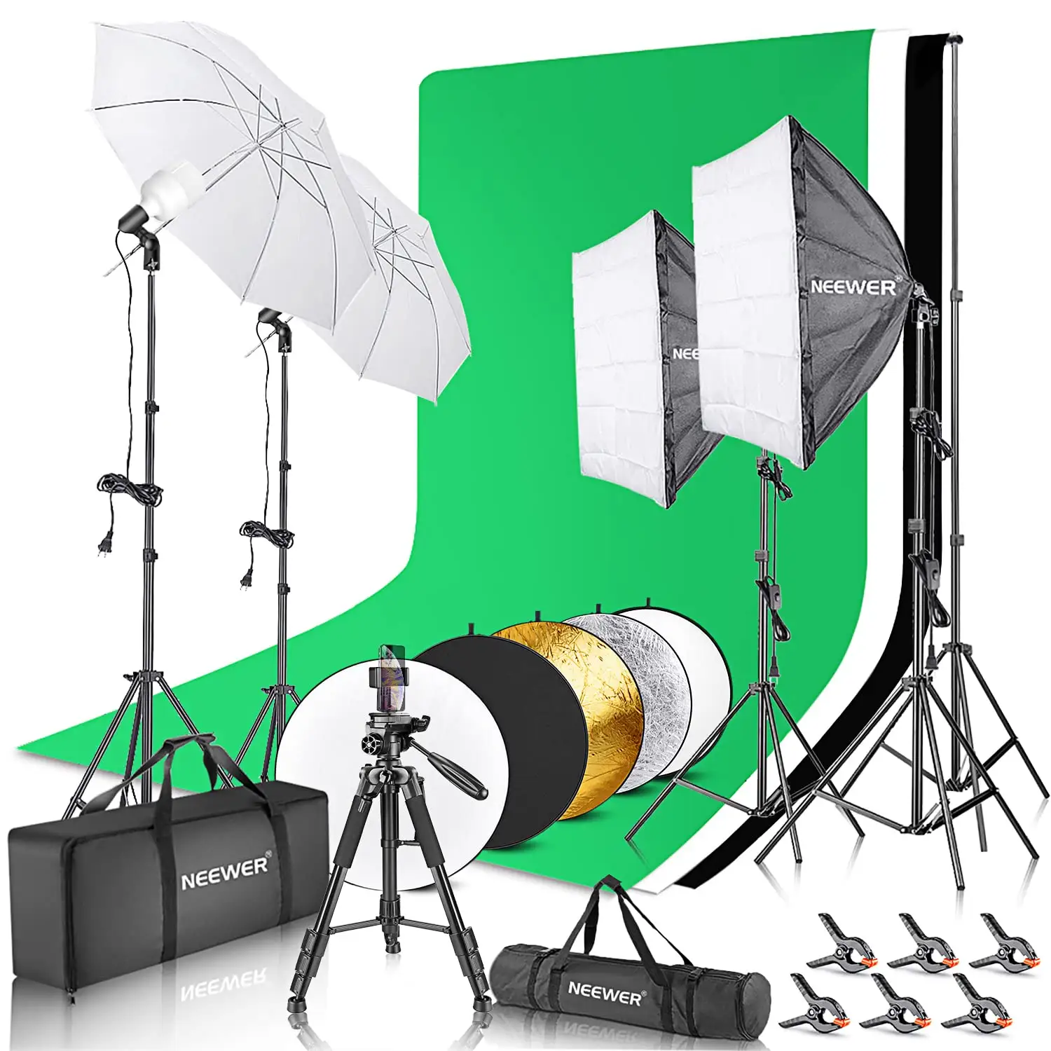 NEEWER 8.5ftx10ft Backdrop Stand Equivalent Softbox Continuous Lighting Reflector Tripod Photography Lighting Kit with Backdrops